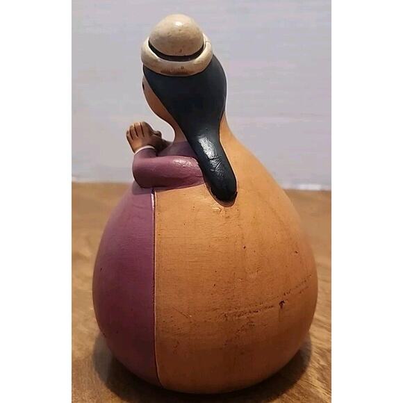 Peruvian Clay Roly Poly Mary & Joseph Figurines Set Of 2 - 5" Tall 4" Wide Each - Picture 9 of 13